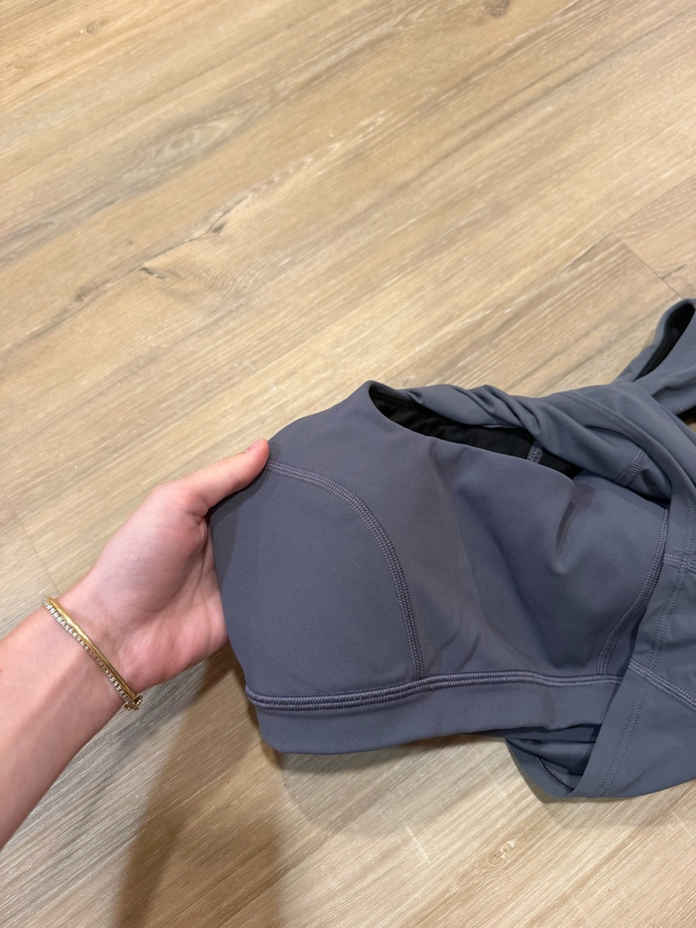 Lululemon High-Neck Cropped Sports Bra Tank Top - Charcoal - Picture 3 of 3